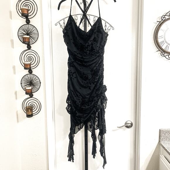 NWT Fashion Nova Blossom Bliss Whimsygoth Burnout Midi Dress - Black, Size L - Picture 4 of 13